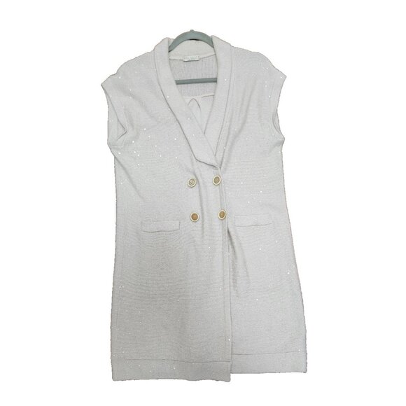 Brunello Cucinelli Cashmere Sleeveless Shawl Cardigan Speckled Knit Vest Double - Picture 3 of 16